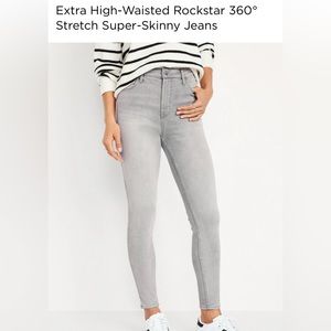 Women’s Extra High Rise Rockstar Super Skinny Stretch Old Navy Jeans (Lt grey)